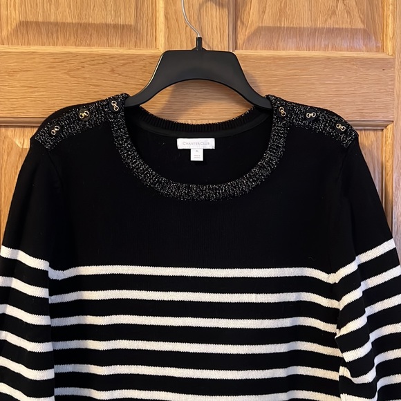 Charter Club - Striped Sweater - Black & Cream - XL - Picture 3 of 9